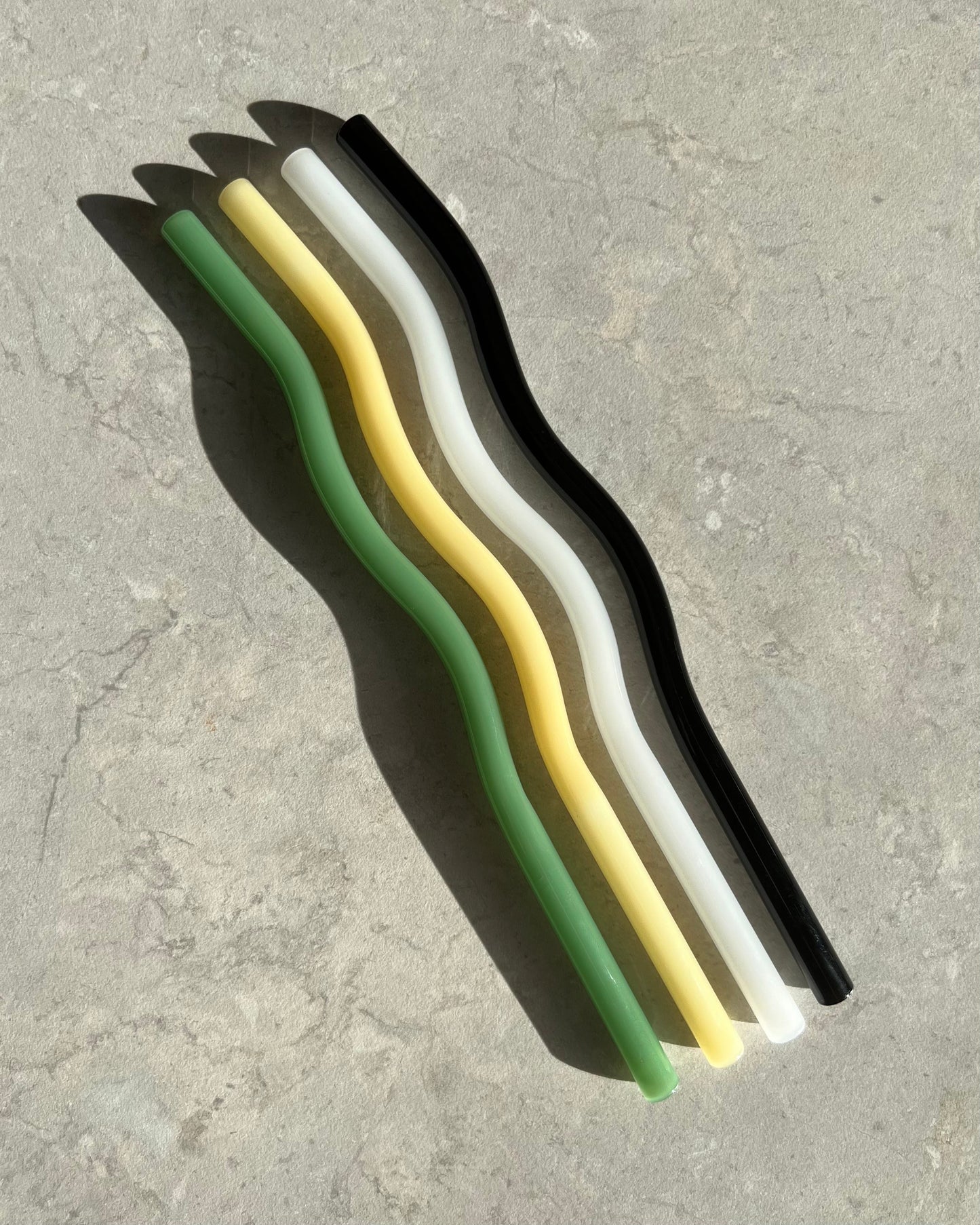 Wavy Glass Straw - Solid Green