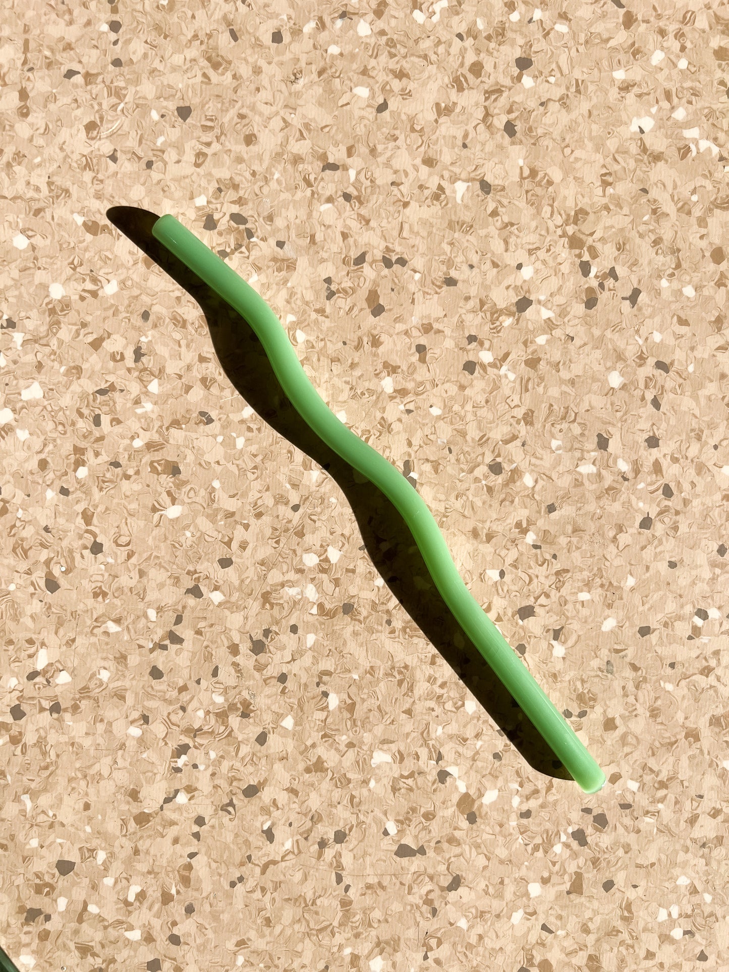 Wavy Glass Straw - Solid Green