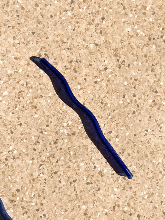 Wavy Glass Straw - Dark Blue