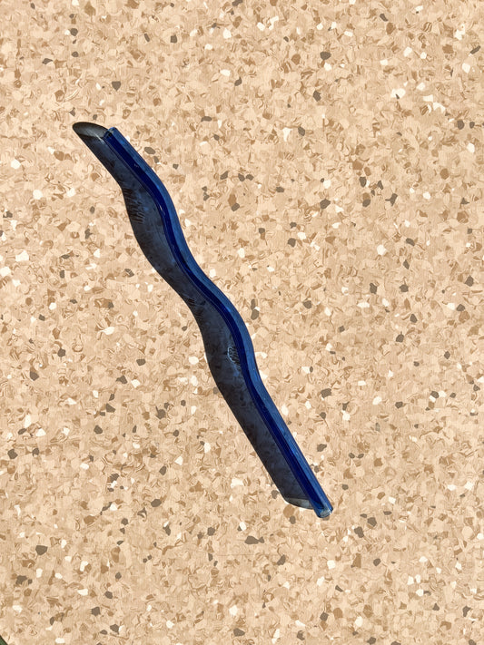 Wavy Glass Straw - Blue