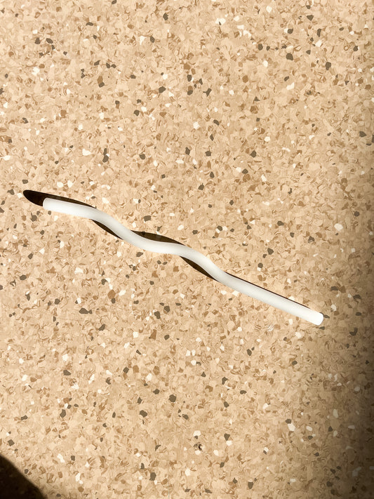 Wavy Glass Straw - Solid White