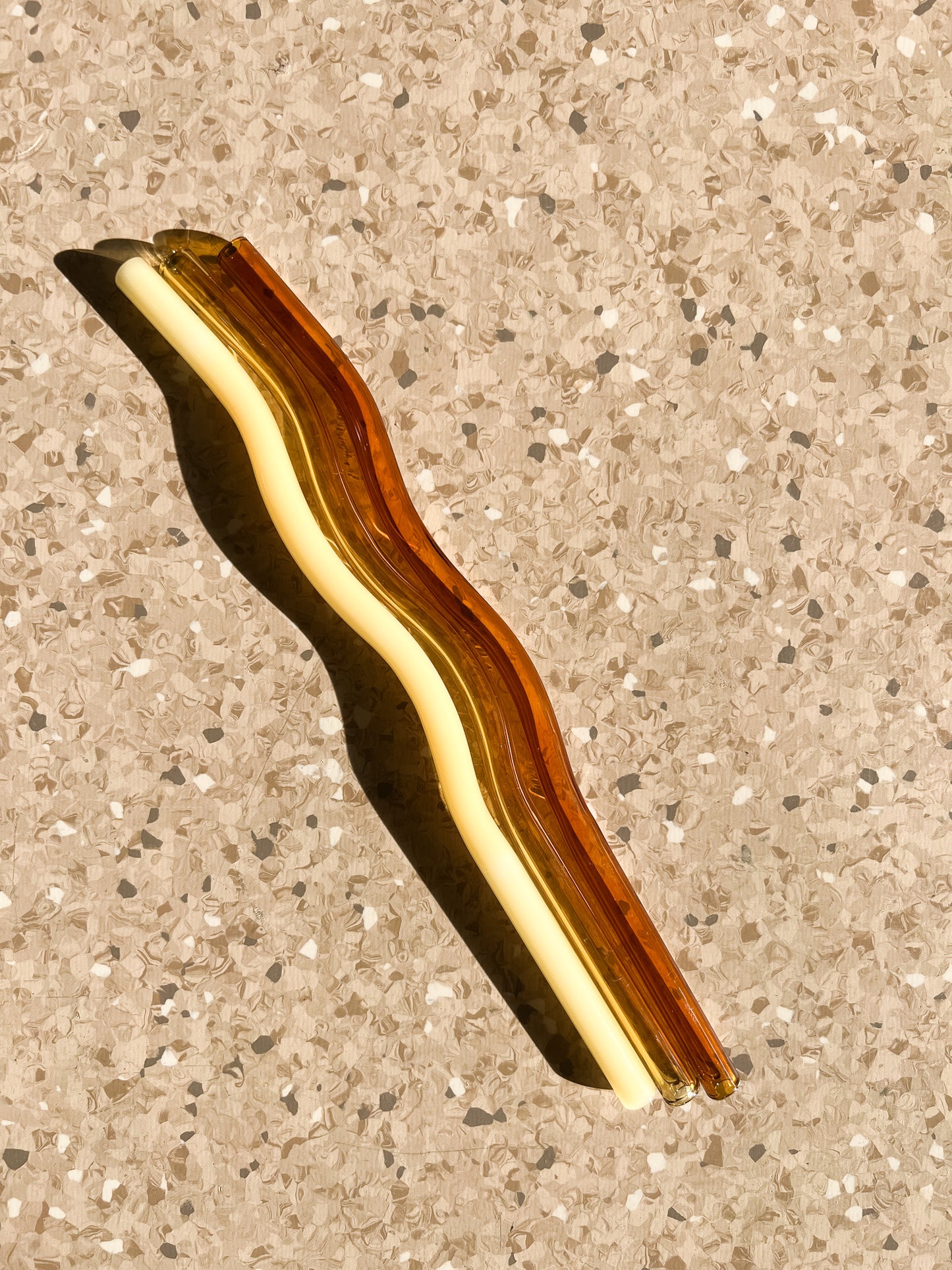 Wavy Glass Straw - Solid Yellow