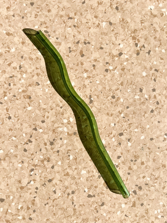 Wavy Glass Straw - Green